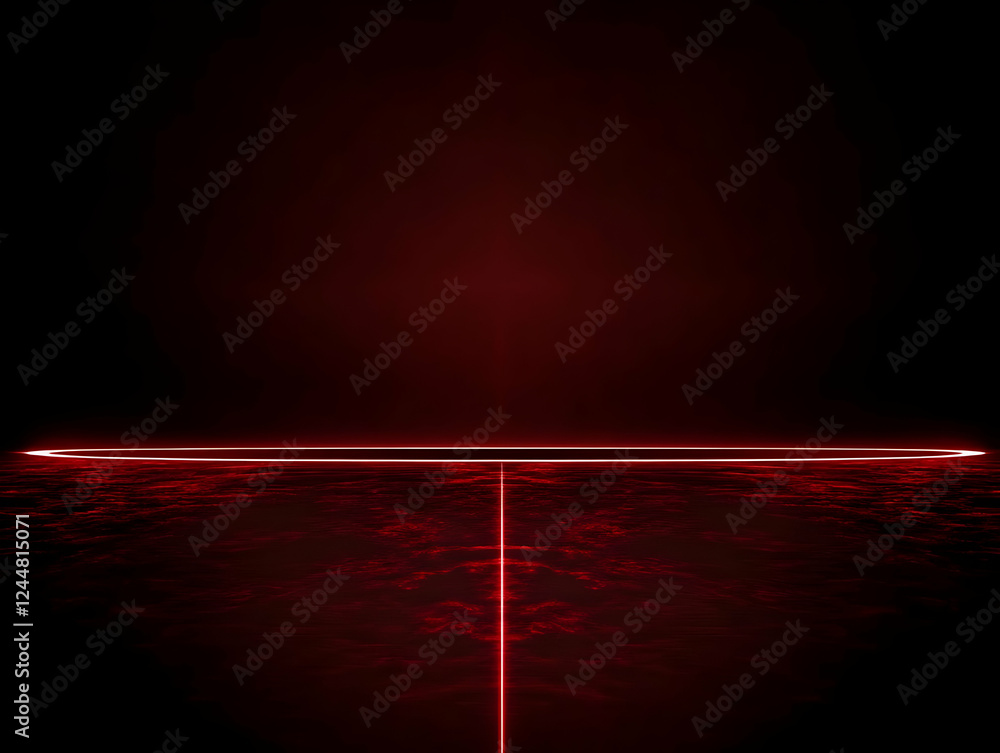 Poster red abstract background creates a vibrant backdrop with glowing lines and subtle textures.