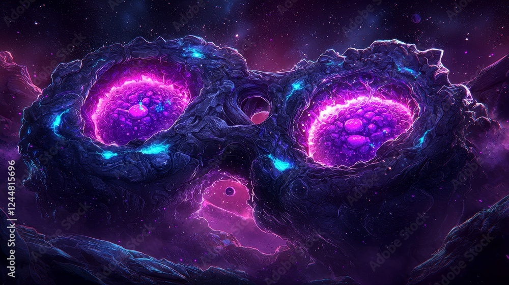 Poster radiant cellular structures in a cosmic environment with vibrant colors
