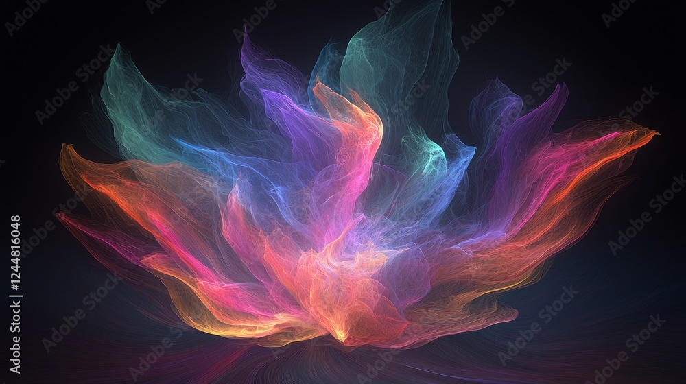 Poster colorful representation of cognitive neural networks in abstract art form