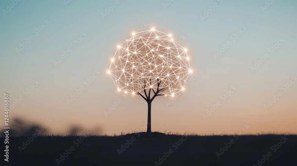 Poster conceptual representation of ecological conservation with abstract tree design