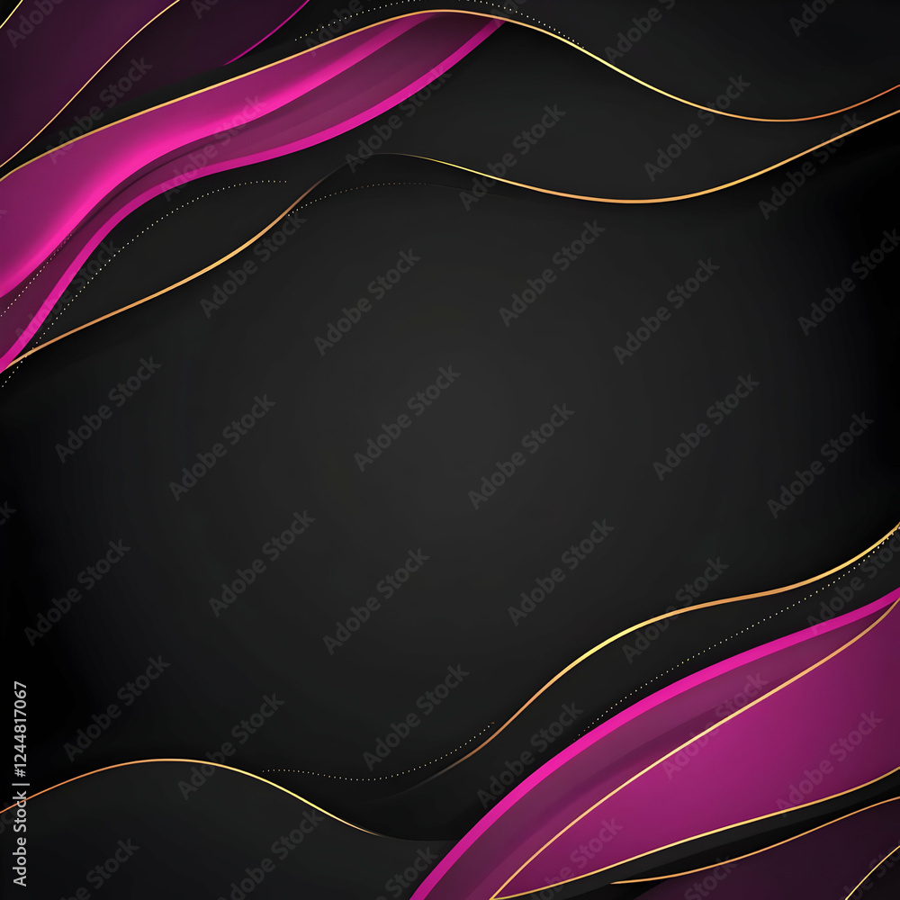 Poster Abstract Background with Elegant Purple and Gold Waves Flowing Dynamically across a Dark Canvas