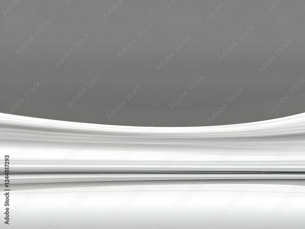 Poster abstract white wave flows smoothly on gray background, creating a minimalist and modern design.