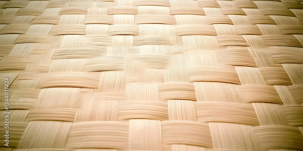 Poster woven bamboo mat creates intricate texture and pattern for background or surface design