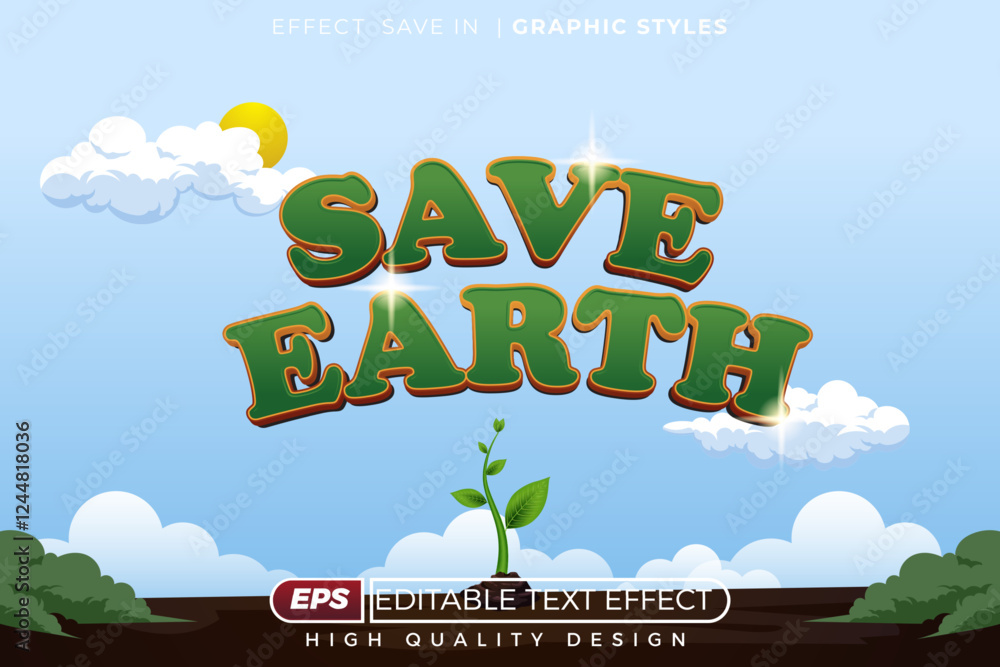 Poster editable 3d text effect save earth