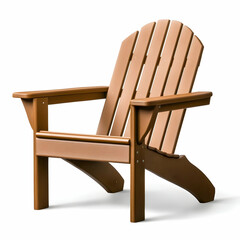 Brown Wooden Adirondack Chair Stands Elegantly on a White Background, Perfect for Relaxation