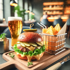 Bright and Modern Cafe with Gourmet Burger Focus