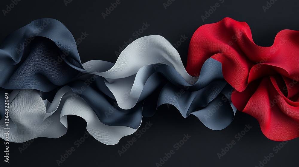 Poster dynamic visuals of biophysics combined with abstract fabric waves