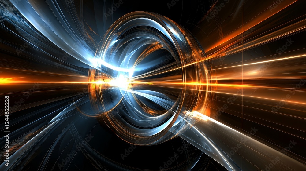 Poster dynamic visuals of biophysics combined with abstract light effects