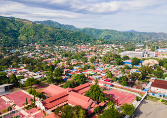 One part of Dili city seen from the height, residential and business area. Dili city is the capital...
