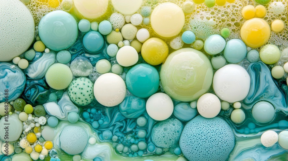 Poster ethereal abstract microbe patterns in vivid colors and textures