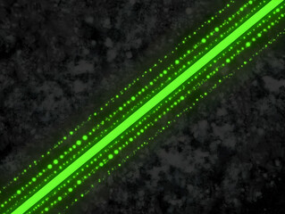 Diagonal Green Light Beam Cuts Through Dark Textured Abstract Background Dynamically