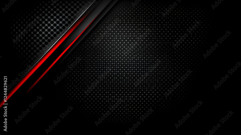 Poster abstract black and red background with diagonal stripes and dotted texture