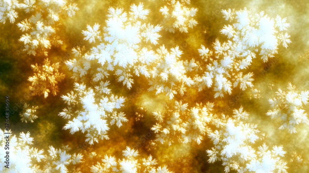 Poster abstract golden fractal pattern creates a stunning visual display background with detailed intricate