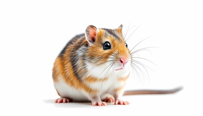 Cute Hamster Sitting on White Background Pet Photography
