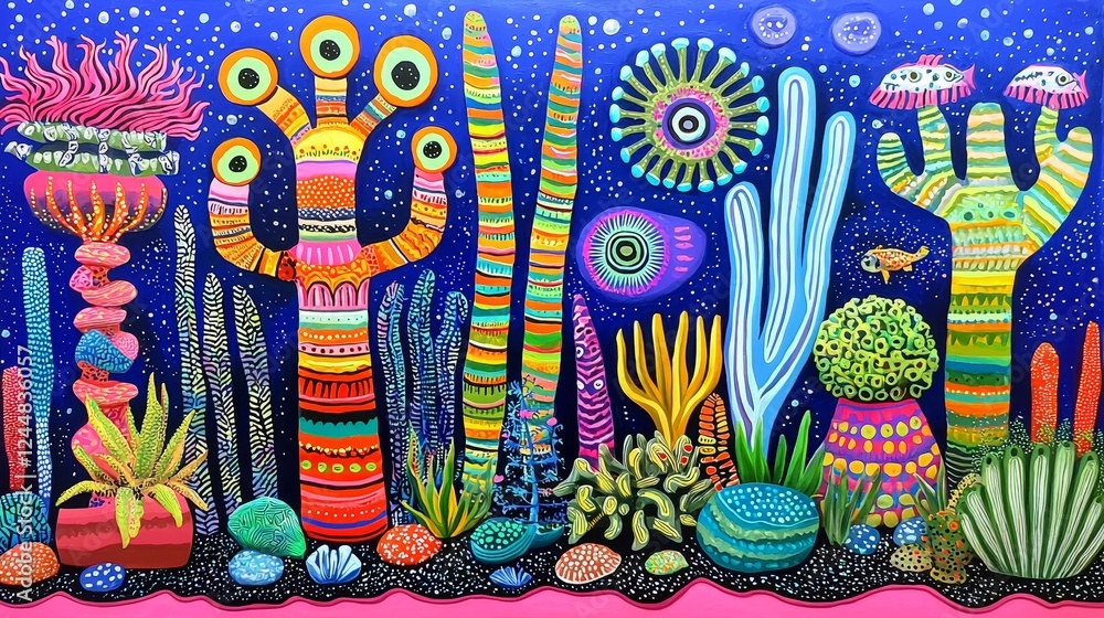 Poster intricate and colorful representations of cellular structures in nature