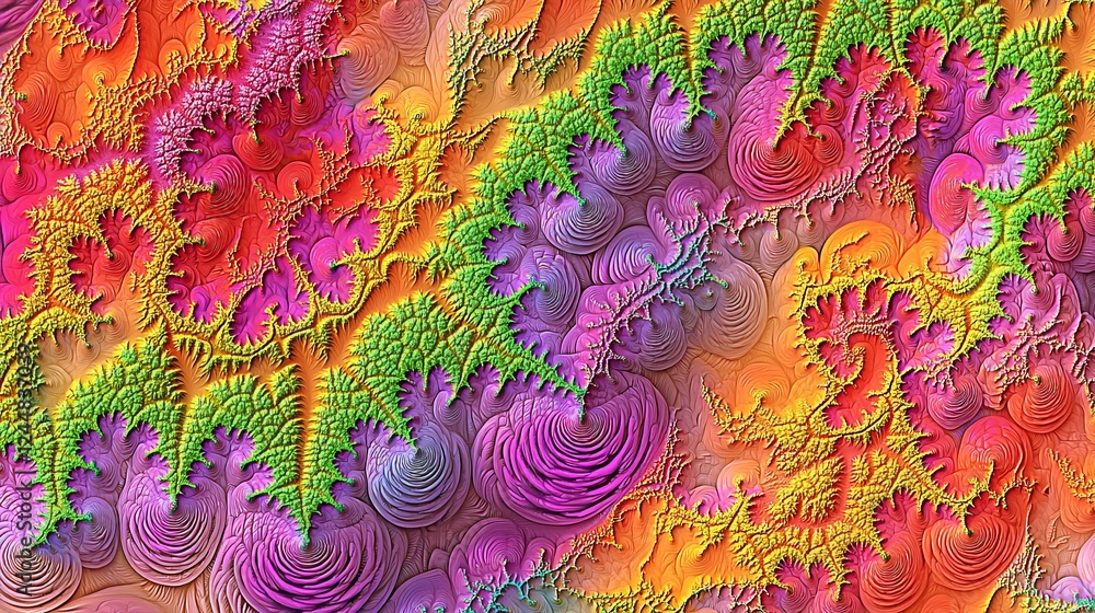 Poster abstract neural patterns in vibrant colors and intricate textures