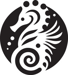 Obraz premium Simple seahorse logo on black and white background