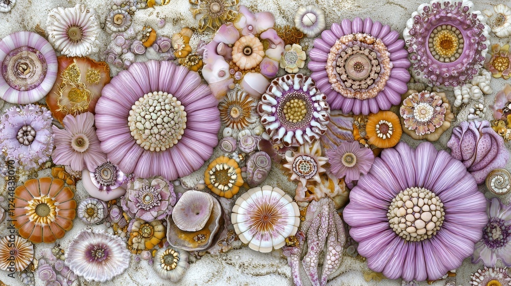 Poster sophisticated visuals of organic cellular structures and intricate patterns