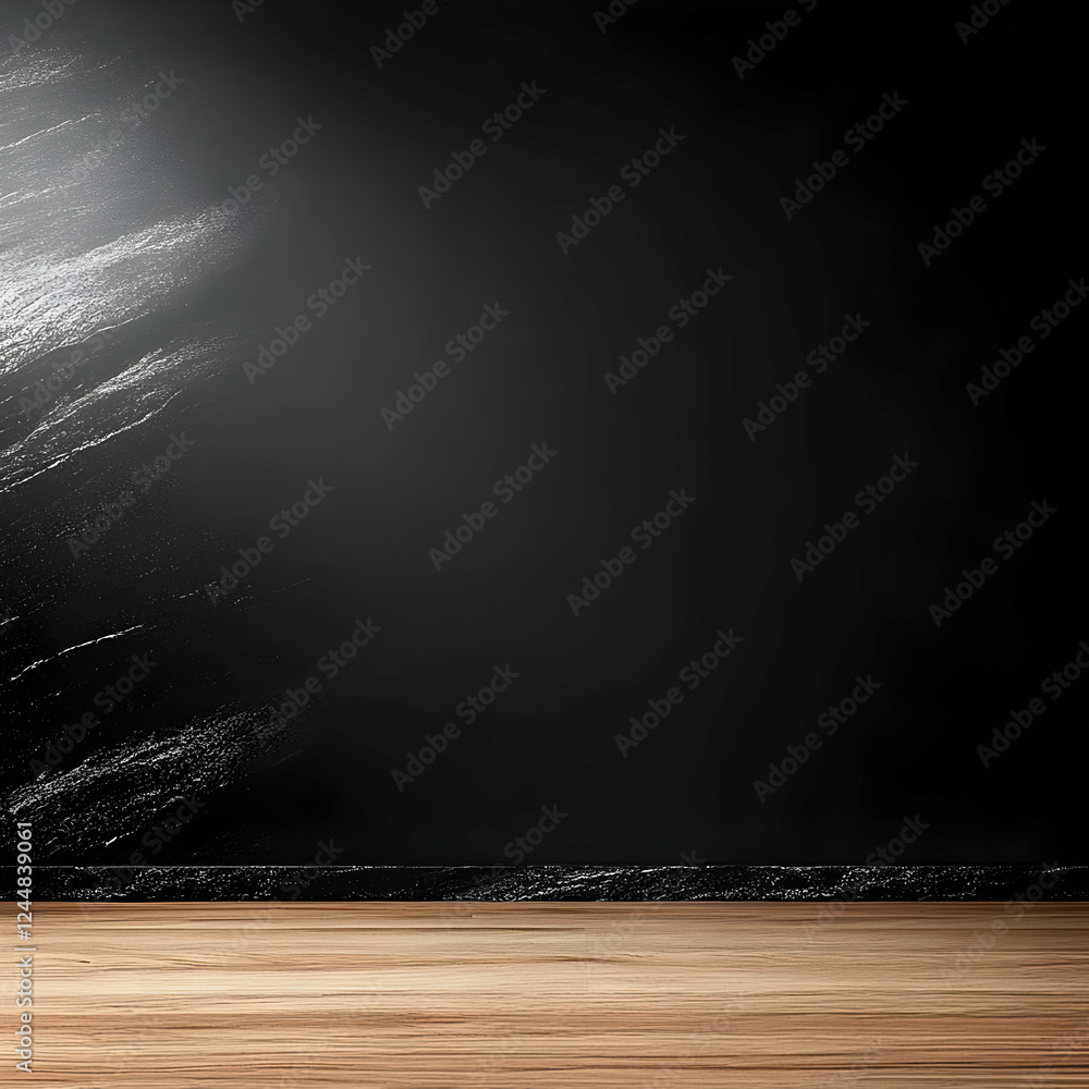 Poster empty wooden table top with dark textured background for product display, perfect for showcasing ite
