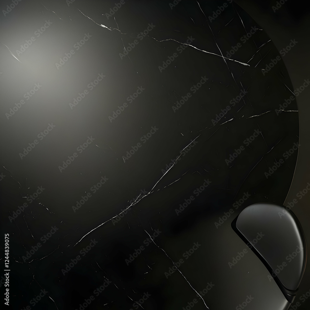 Poster black marble surface with subtle veins and a smooth, rounded object in the corner.