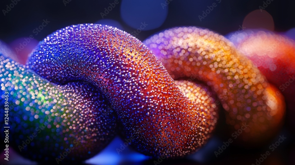 Poster stylized genetic graphics with colorful tech elements in abstract design