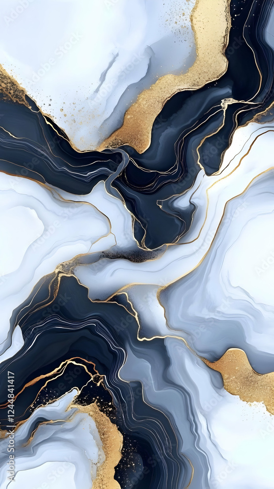 Poster Abstract Background Flows with Golden Accents, Creating a Luxurious and Elegant Design.