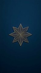 Fototapeta premium Golden Eight-Pointed Star Shines Brightly on a Deep Blue Background, Symbolizing Excellence
