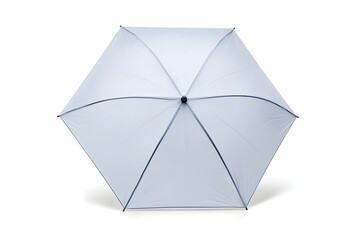 Light Gray Hexagonal Umbrella Open and Isolated on a White Background