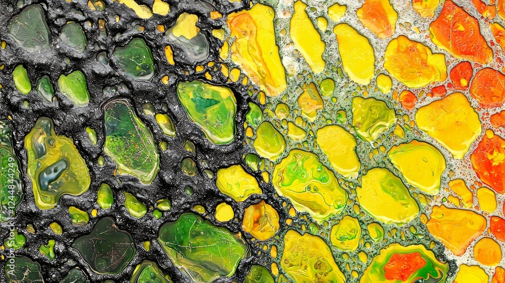 Poster vivid patterns representing cellular functions in abstract design