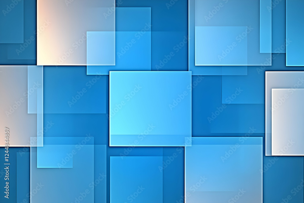 Poster abstract blue and white squares overlapping and creating a modern background