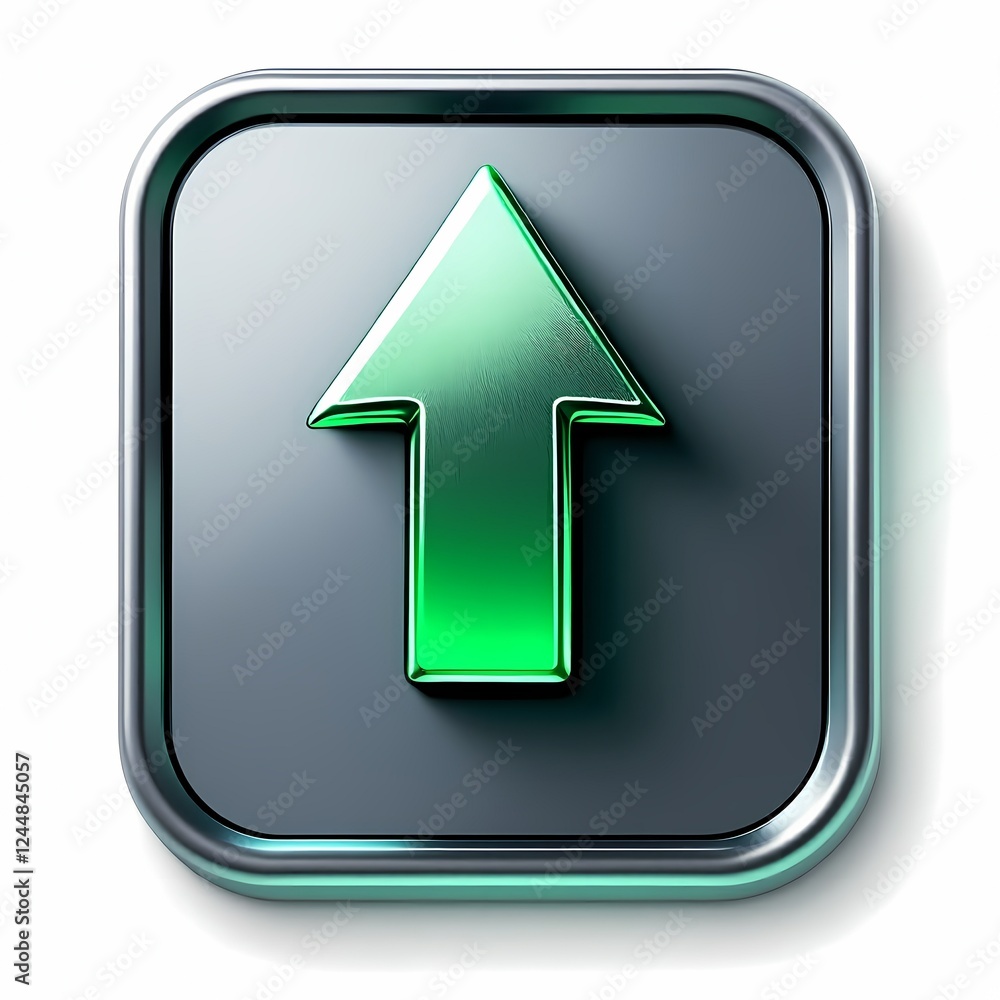 Aufkleber green upload arrow button icon 3d render