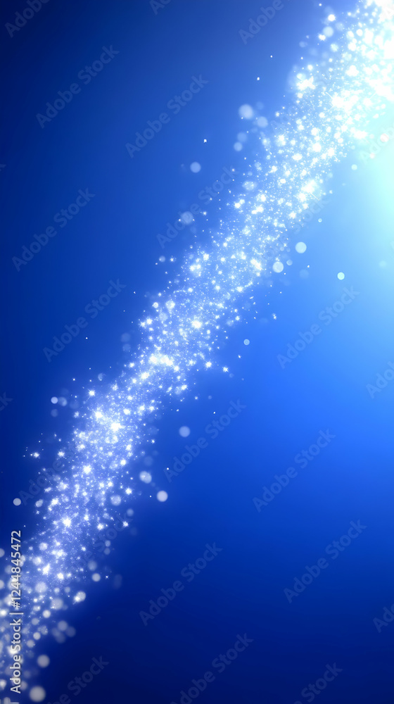 Aufkleber abstract blue background with sparkling particles flowing diagonally across the frame