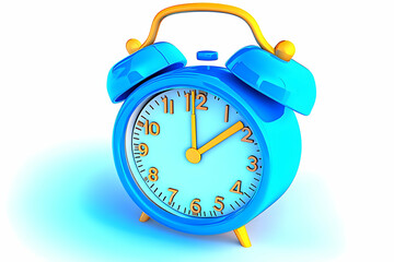 Blue Alarm Clock Shows Time on a Bright Background for Wake-up Concept