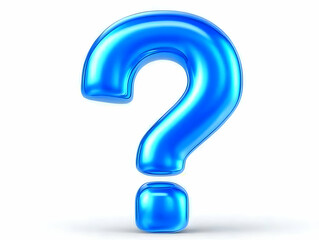 Naklejka premium 3D Shiny Blue Question Mark Symbol Isolated on White Background Represents Inquiry and Curiosity