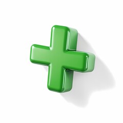Obraz premium Green Plus Sign 3d Render Shiny Symbol