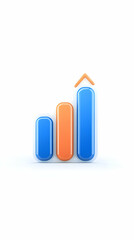 3D Bar Graph Shows Growth Trend with Upward Arrow, Symbolizing Positive Performance