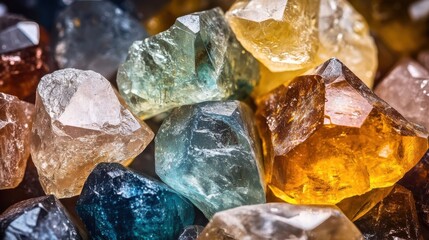 Colorful Gemstones Close Up Displaying Varied Hues