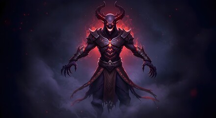 Naklejka premium Fiery Demon Artwork Fantasy Game Character Illustration