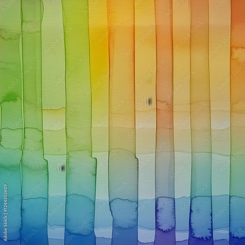 Poster abstract watercolor background blends softly into a colorful spectrum design with vertical stripes