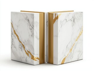 Elegant marble books with golden accents create a sophisticated and stylish decorative element for any space. Isolated on white background