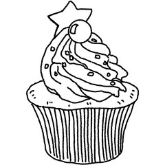 Cute Christmas food bakery hand drawn illustration 