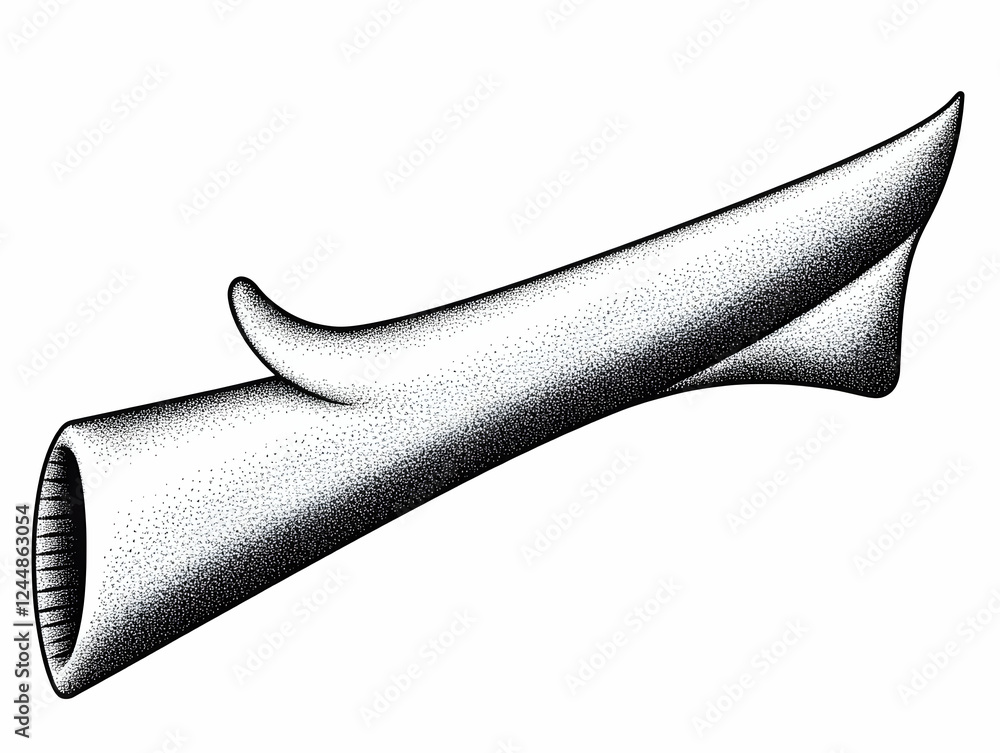 Poster Stippled Illustration of a Single Branch with a Hollow End and Pointed Tip