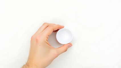 A hand holds a small white container - potential emptiness - suitable for health, product, or minimalist theme