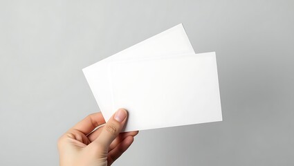 Blank white cards held in a hand suggest a message, suitable for announcements or formal correspondence on digital platforms