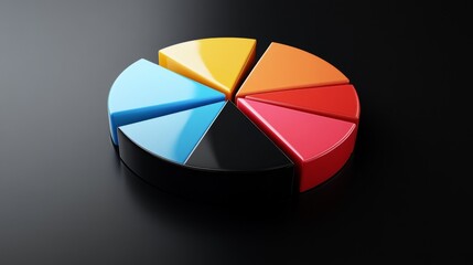 A D pie chart showcasing market share distribution among various companies, with labeled sections in bold colors, placed on a sleek black background to enhance visibility.