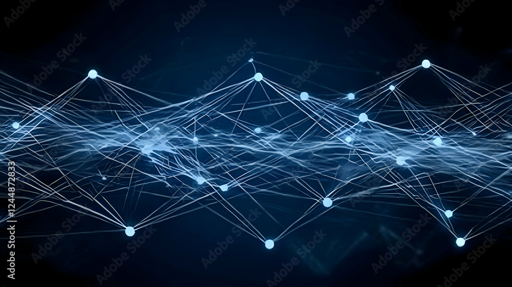 Poster abstract background creates a network of interconnected nodes with glowing lines seamlessly.