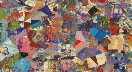 Naklejka premium Colorful abstract geometric mosaic with vibrant shapes and patterns
