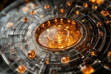 Obraz premium Digital illustration of a futuristic microchip glowing in a high-tech circuit