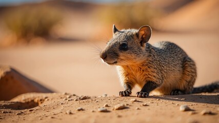 Obraz premium closeup of a mammal on an arid desert background