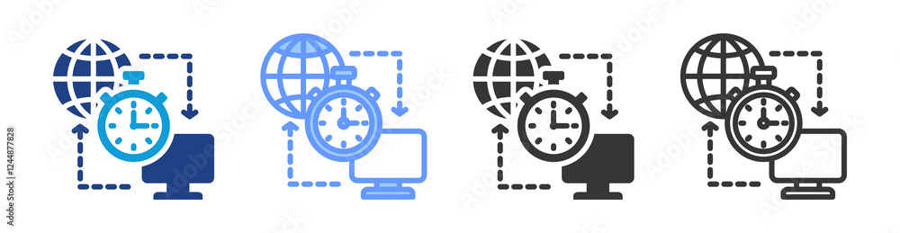Poster Reduced latency icon set multiple style collection